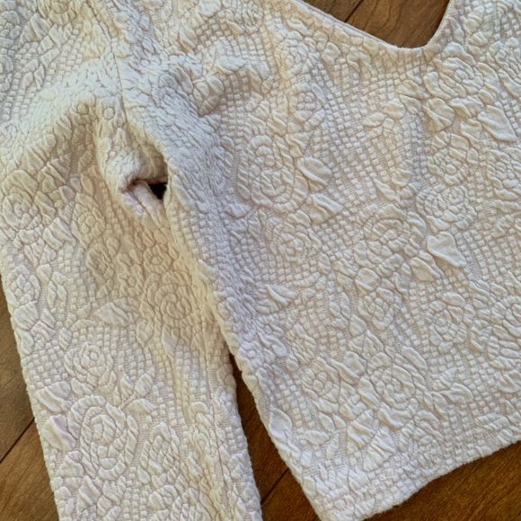 Forever 21 Pink Long Sleeve Double V-Neck Crop Top-Size S - Picture 4 of 7